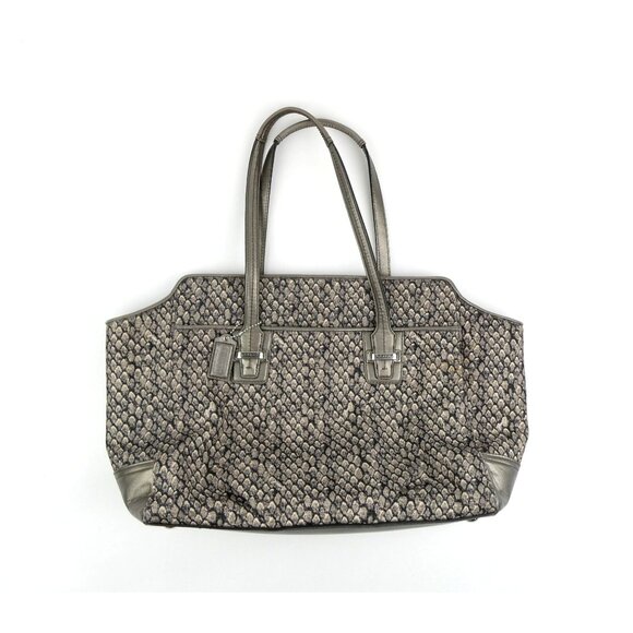 Coach Gunmetal Taylor Snake Print Alexis Carryall Shoulder Bag F26034 - Picture 1 of 16